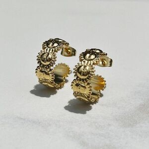 New! “Emy” Gold Sun Hoop Stud Earrings